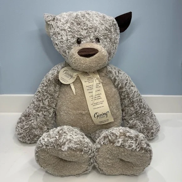 Demdaco Jumbo Giving Bear in Gray, Cream, Beige - Picture 1 of 16